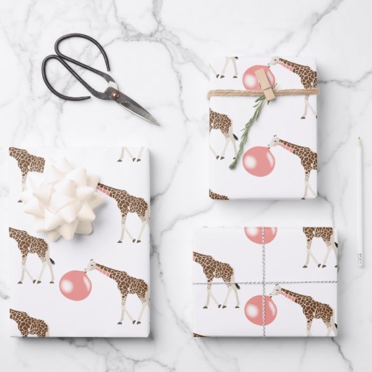 Blase Gum Giraffe Blasen Blase Geschenkpapier Set (Vorderseite)
