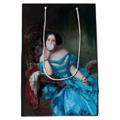 Blase Gummi Diva in blauem Satin Mittlere Geschenktüte (Rückseite)