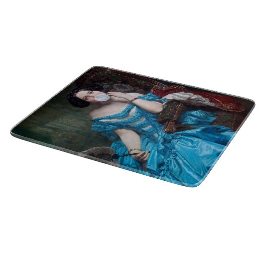 Blase Gummi Diva in blauem Satin Schneidebrett (Ecke)