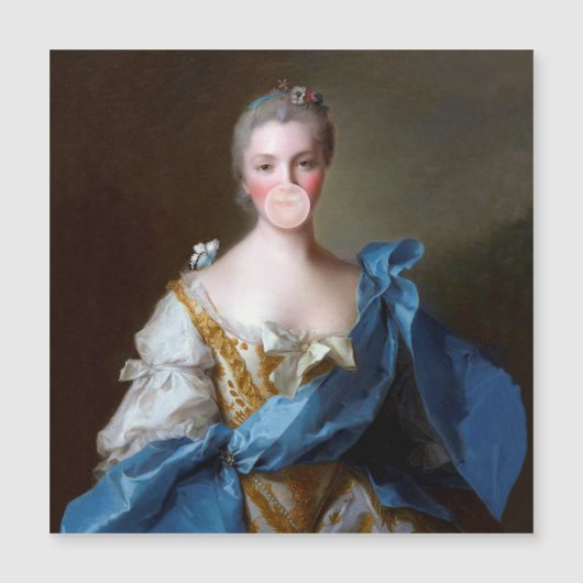 Blase Gummi Diva mit blauem Schmetterling Danke Ka Magnetkarte (Vorderseite)