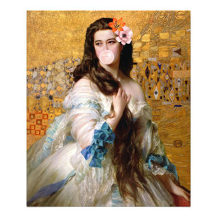 Blase Gummi Diva mit zwei Blume Gold Fotodruck