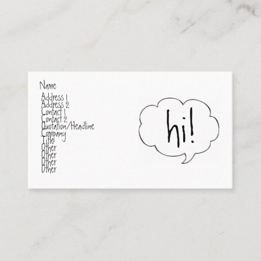 BLASE HI! Visitenkarte (Vorderseite)