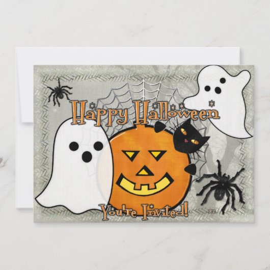 Blase im nächtlichen Halloween Einladung (Vorderseite)