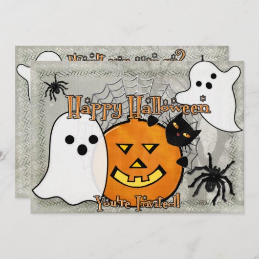 Blase im nächtlichen Halloween Einladung (Vorne/Hinten)