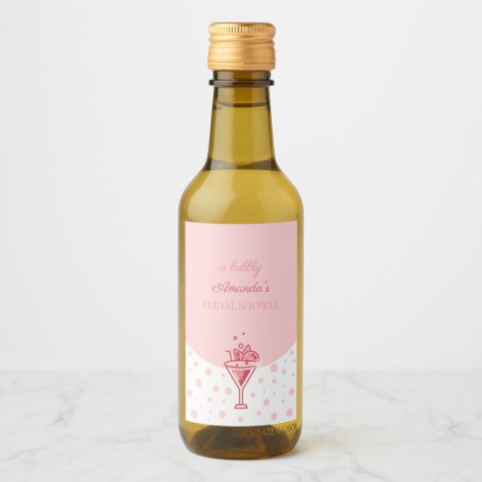 Blase in Rosa: Hübsches Elegance Fun Brautparty Weinetikett (Vorderseite)