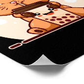 Blase Kawaii Katze trinken Boba Tea Poster (Ecke)