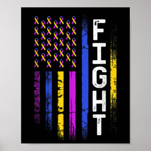 Blase Krebs Flag Lila Gelbe blaue Ribbon Awar Poster