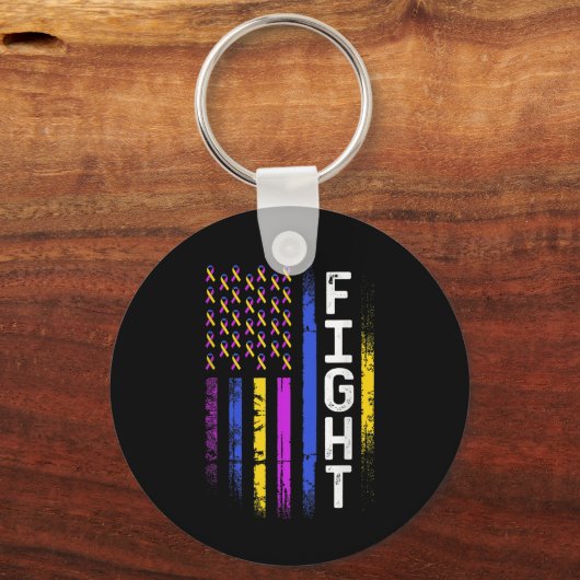 Blase Krebs Flag Lila Gelbe blaue Ribbon Awar Schlüsselanhänger (Vorderseite)