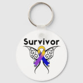 Blase Krebs Schmetterling Tattoo Ribbon Schlüsselanhänger (Vorderseite)