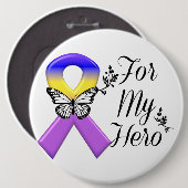 Blase Krebsband für meinen Helden Button (Vorne & Hinten)