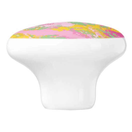 Blase Rosa und grüner Paint-Spritzer Keramikknauf (Seitenansicht)