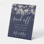 Blase senden String Lights Navy Blue Sockelschild (Vorderseite)