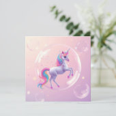 Blase Unicorn Einladung (Stehend Vorderseite)