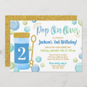 Blase zum Geburtstag Einladung | Wasserfarbe, Blau (Vorne/Hinten)