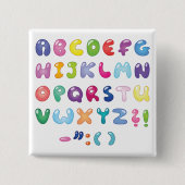 Blasen Alphabet Buchstaben Kinder Typografie Button (Vorderseite)
