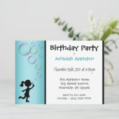 Blasen Aqua Einladung zum Geburtstag (Stehend Vorderseite)