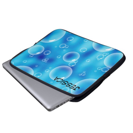 Blasen auf blauem Hintergrund Laptopschutzhülle (Vorne Knopf)