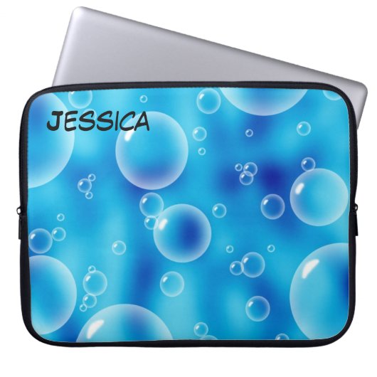 Blasen auf blauem Hintergrund Laptopschutzhülle (Vorderseite)