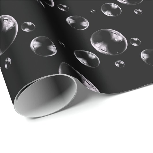 Blasen auf schwarzem Hintergrund Geschenkpapier (Rolleneckpunkt)