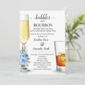 Blasen & Bourbon bevor ich Paare duschen blau Einladung (Stehend Vorderseite)