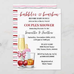 Blasen & Bourbon vor Baby Due Kirschdusche Einladung