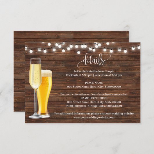 Blasen & Brände Rustikale Details Extra Informatio Begleitkarte (Vorne/Hinten)