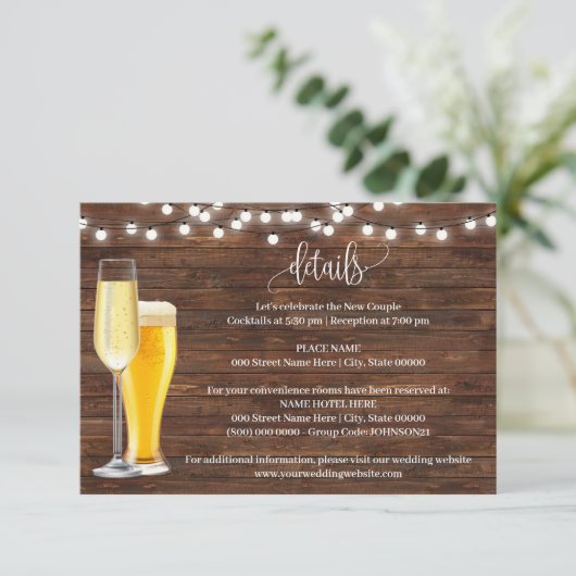 Blasen & Brände Rustikale Details Extra Informatio Begleitkarte (Stehend Vorderseite)