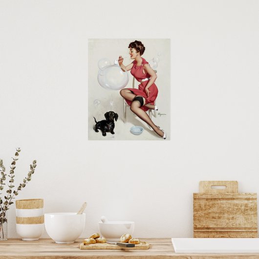 Blasen-Button nach oben Poster (Küche)