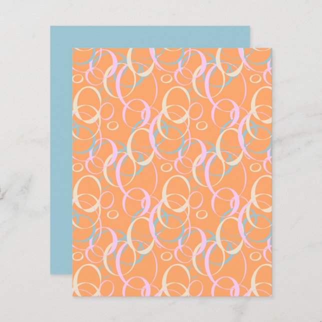 Blasen Cremefarbenes Aqua Orange Scrapbook Papier (Vorne/Hinten)