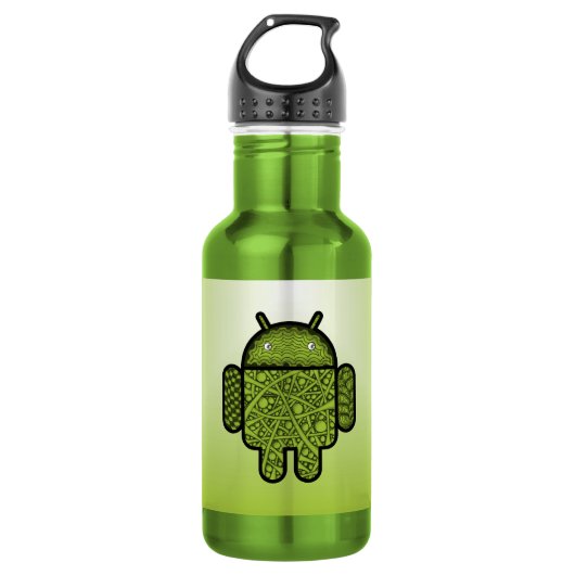 Blasen Doodle-Zeichen für den Android™-Roboter Edelstahlflasche (Vorderseite)