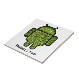 Blasen Doodle-Zeichen für den Android™-Roboter Fliese