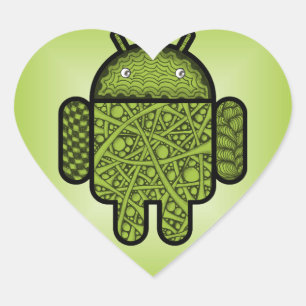 Blasen Doodle-Zeichen für den Android™-Roboter Herz-Aufkleber