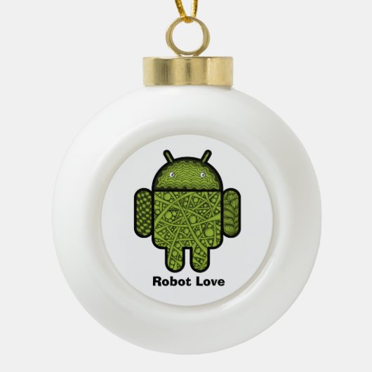 Blasen Doodle-Zeichen für den Android™-Roboter Keramik Kugel-Ornament (Vorderseite)