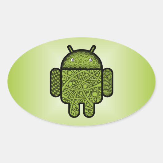 Blasen Doodle-Zeichen für den Android™-Roboter Ovaler Aufkleber (Vorderseite)