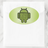 Blasen Doodle-Zeichen für den Android™-Roboter Ovaler Aufkleber (Tasche)