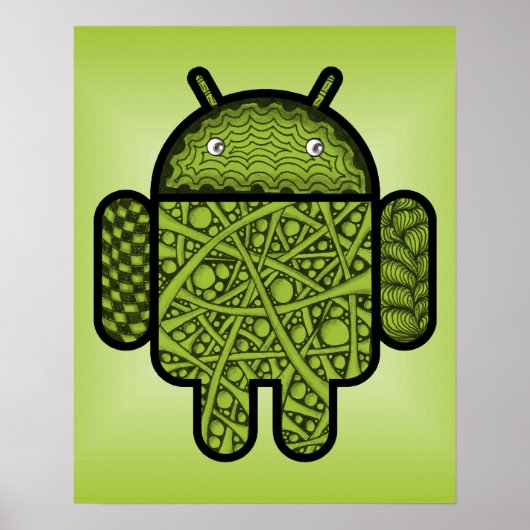 Blasen Doodle-Zeichen für den Android™-Roboter Poster (Vorne)
