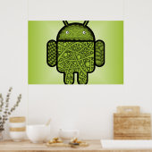 Blasen Doodle-Zeichen für den Android™-Roboter Poster (Küche)