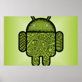 Blasen Doodle-Zeichen für den Android™-Roboter Poster (Vorne)