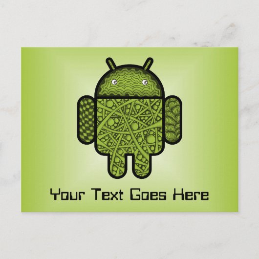 Blasen Doodle-Zeichen für den Android™-Roboter Postkarte (Vorderseite)