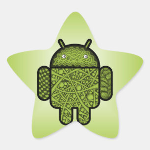 Blasen Doodle-Zeichen für den Android™-Roboter Stern-Aufkleber