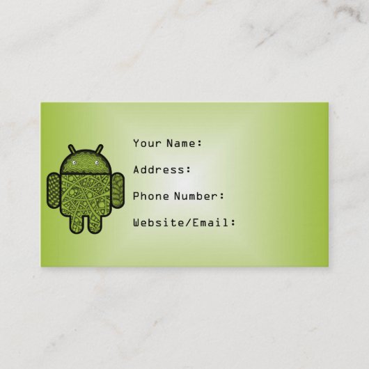Blasen Doodle-Zeichen für den Android™-Roboter Visitenkarte (Vorderseite)