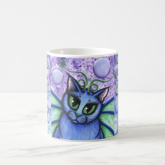 Blasen-feenhafte Katzen-Fantasie Winged Kaffeetasse (Mittel)