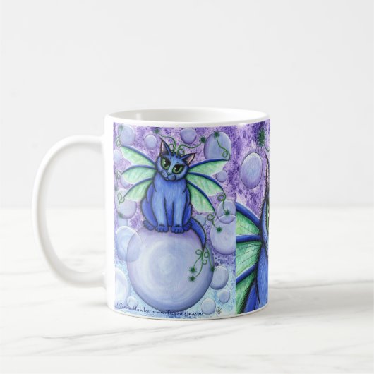Blasen-feenhafte Katzen-Fantasie Winged Kaffeetasse (Links)