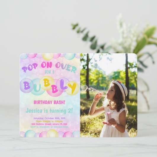 Blasen Foto Einladung (Stehend Vorderseite)