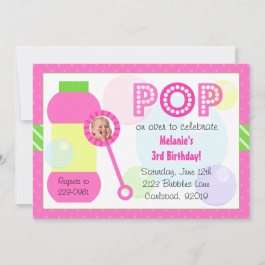 Blasen-Geburtstags-Party Einladung (Vorderseite)