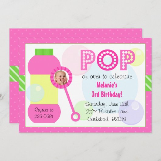 Blasen-Geburtstags-Party Einladung (Vorne/Hinten)