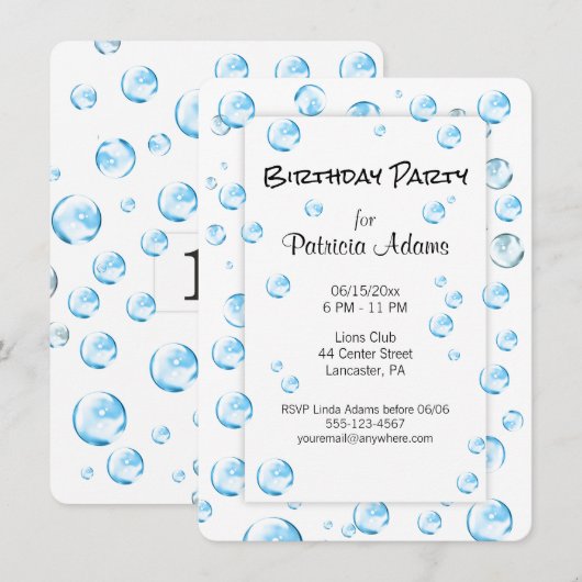 Blasen Geburtstagsparty Spaß Einladung (Vorne/Hinten)