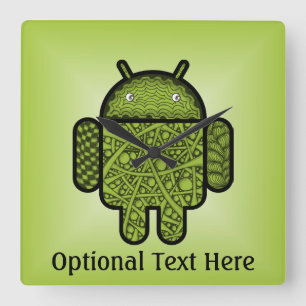 Blasen-Gekritzel-Charakter für den Android™ Quadratische Wanduhr