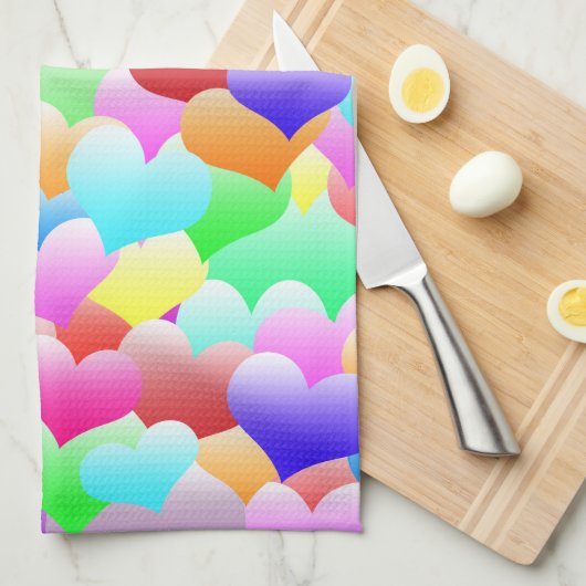 Blasen-Herzen dunkel Geschirrtuch (Viertel Falte)