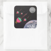 Blasen im Weltraum Quadratischer Aufkleber (Tasche)